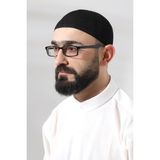 İhvan Siyah Safir Dantel Detaylı Örme Namaz Takkesi - Standart