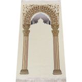 İhvan Taç Mahal Desenli Şönil Seccade - Krem Renk