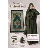 İhvan Tek Parça Namaz Elbisesi - Seccade - Tesbih - Ibadet Seti - Haki - 2XL - 3XL