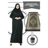 İhvan Tek Parça Namaz Elbisesi - Siyah - 5015 ve Seccade ve Zikirmatik - Üçlü Takım