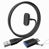 IIISOGNO Fitbit Charge 6/5 Luxe için USB Şarj Cihazı, Sıfırlama Düğmeli Manyetik Şarj Kablosu, Fitbit Charge 6/5 Luxe Saat için C Tipi Adaptörlü Güç Kablosu Değiştirme, (3,3FT| Siyah)