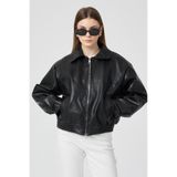 IJAN GiYiM KADIN OVERSIZE BOMBER DERİ CEKET