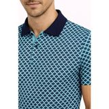 İkales Ikales Erkek Pike Kumaş Polo Yaka Desenli Tişört Kısa Kol Yazlık T-Shirt - Turkuaz