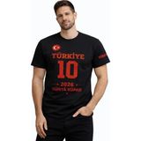 İkales Ikales Erkek Türkiye Baskılı Tişört 2026 Dünya Kupası Taraftar Forma T-Shirt - Siyah - 2XL