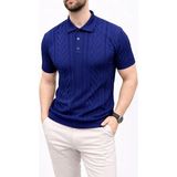 İkales Ikales Erkek Yazlık Triko Tişört Kısa Kol Polo Yaka Düğmeli T-Shirt - Lacivert - 2XL