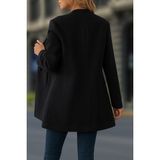 İkales Ikales Kadın Uzun Kollu Hakim Yakalı Önden Düğmeli Cep Detaylı Kısa Kaşe Ceket - S - M - Siyah