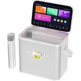 Ikarao Partybox Shell S3 80W Beyaz 7.1" Dahili Tablet 2 Kablosuz Mikrofon Rgb Işıklı Taşınabilir Ses Bombası Karaoke Bluetooth Hoparlör Seti - Standart