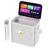Ikarao Partybox Shell S3 80W Karaoke Bluetooth Hoparlör Seti, 7.1" Dahili Tablet, 2 Kablosuz Mikrofon, RGB Işıklı Taşınabilir Ses Bombası, Beyaz