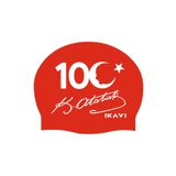 İKAVİ 100.Yıl Özel Atatürk Silüet ve İmza Baskılı Silikon Havuz Bonesi