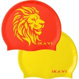 Ikavi Sarı-Kırmızı 2'li Aslan Baskılı Silikon Deniz ve Havuz Bonesi - Sarı - Kırmızı - Standart