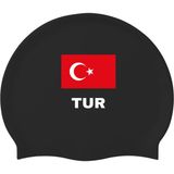 Ikavi Türk Bayrağı "tur" Baskılı Silikon Deniz ve Havuz Bonesi - Siyah - Standart
