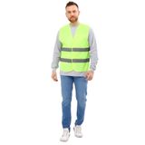 İkaz Yeleği Neon Sarı Gri Reflektörlü Cırtlı Cepsiz Yeşil-XL