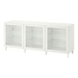 IKEA 09412662 BESTA 180x42x74 cm Beyaz Şeffaf Cam Dolap Kombinasyonu