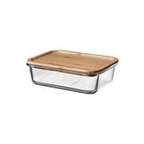 IKEA 1 Lt Bambu 21x15x7 Cm Vakumlu Dikdörtgen Bambu Kapaklı Saklama Kabı Cam - Bambu