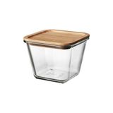 IKEA 1,2 Lt Bambu Cam 15x15x12 Cm Vakumlu Kare Bambu Kapaklı Saklama Kabı Cam - Bambu 000875