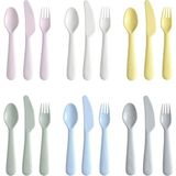 IKEA 18 Parça Bebek & Çocuk Çatal, Kaşık ve Bıçak Seti Beslenme Takımı Yemek Takımı Plastik - Çok Renkli