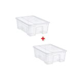 IKEA 2 Adet Kapaklı Saklama Kutusu 39x28x14 Cm İkea 2'li Set Plastik Şeffaf Kutu Düzenleme Kabı