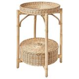 IKEA 2 Katlı Rattan Komodin-Sehpa MeridyenDukkan 52 cm Doğal El Örmesi Çıkarılabilir Tepsi