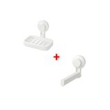 IKEA 2 Parça Vantuzlu Banyo Seti İkea Plastik Tuvalet Kağıtlığı Ve Sabunluk Beyaz Renk