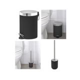 IKEA 2'li Banyo Seti - Banyo Çöp Kutusu / Kovası 3 lt ve Tuvalet Fırçası 38cm - Siyah