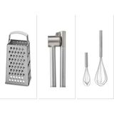 IKEA 2'li Çırpıcı(Pabjuda)+Çelik Rende(Idealisk)+Çelik Sarımsak Ezici(Koncis) - 3 LÜ SET - Gümüş