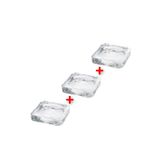 IKEA 3 Adet Blok Mum Tabağı 10x10x1,5 Cm 3'lü Set Şeffaf Cam Mumluk Mum Altlığı