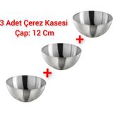IKEA 3 Adet Mini Çerez Kasesi 12X6 cm Ikea 3'lü Set Metal Kase Paslanmaz Çelik Çerezlik Hacim 0.5 Litre