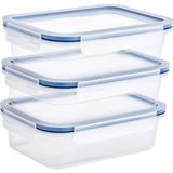 IKEA 3 Adet Plastik Saklama Kabı 1 Litre 21X15X6 cm 3'lü Set Sızdırmaz Kapaklı Saklama Dikdörtgen Şeffaf Kap - 1 lt