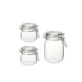 IKEA 3 Adet Saklama Kavanozu (1 Adet 1 litre ve 2 Adet 0.5 Litre) İkea 3'lü Cam Kavanoz Sızdırmaz Kapak