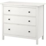 IKEA 3 Çekmeceli Şifonyer Beyaz Vernik Masif Ahşap 108X96 cm 3 Çekmece ile Modern Tasarım