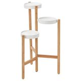 IKEA 3 Katlı Çiçeklik Bambu-Beyaz Renk 78 cm MeridyenDukkan İç Mekan- Balkon Dekorasyonu