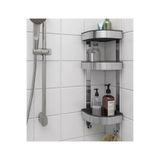 IKEA 3 Katlı Köşe Banyo Rafı 19x19x58 Cm Duvara Monte Askılı Duş Sepeti Paslanmaz Çelik Raf