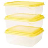 IKEA 3 lü Set Saklama Kabı Sarı Renk Çok Amaçlı Özelliği 0.6 lt 3Adet Sarı Kapak