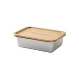 IKEA 365+ 1 Lt Bambu Çelik 21x15x7 Cm Vakumlu Dikdörtgen Bambu Kapaklı Paslanmaz Çelik Saklama Kabı