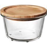 Ikea 365+ 600 Ml 14X9 Cm Yuvarlak Bambu Kapaklı Vakumlu Cam Gıda Saklama Kabı Cam - Bambu