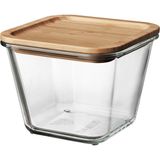 Ikea 365+ Kapaklı Cam Saklama Kabı, Cam-Bambu, 1,2 Lt, Kare