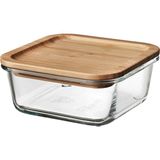 Ikea 365+ Kapaklı Cam Saklama Kabı, Cam-Bambu, 600 Ml, Kare