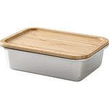 Ikea 365+ Kapaklı Çelik Saklama Kabı Paslanmaz Çelik Bambu 1 Lt Dikdörtgen