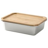 IKEA 365+ kapaklı çelik saklama kabı paslanmaz çelik-bambu - 39437500