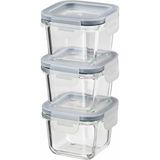 Ikea 365+CAM Saklama Kabı Seti, Cam, 180 Ml, 3'lü Set,kare - 3 lü