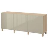 IKEA 39139831 Besta Ağartılmış Meşe Görünümlü Parlak Cila Bej Dolap Kombinasyonu