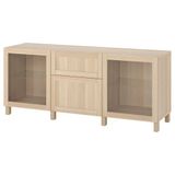 IKEA 49421947 Besta Kombinasyon Ağartılmış Meşe Görünümlü Beyaz Meşe Görünümlü Şeffaf Cam Dolap