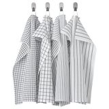 IKEA 4Lü Mutfak El Havlusu Beyaz-Gri Pamuk 45x60 cm 4Adet Kurulama Bezi