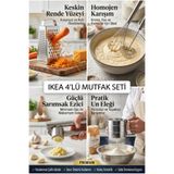IKEA 4'lü Set - Rende - 2'Li Çırpıcı Set - Çelik Sarımsak Ezici ve Un Eleği