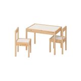 IKEA 5 - 6 Yaş Çocuk Masa-sandalye Seti Beyaz-çam, 3 Parça Set 2 Beyaz Ahşap