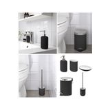 IKEA 5'li Banyo Seti Çöp Kovası (ÇELİK) - Diş Fırçalık Sabunluk Tuvalet Fırçası (PORSELEN) Siyah