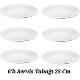 IKEA 6 Adet 25 cm Servis Tabağı Temperli Cam Sunum Tabağı Beyaz Renk Tabak
