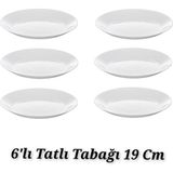 IKEA 6 Adet Tatlı Tabağı Temperli Cam 19 cm Pasta Tabağı Beyaz Renk Tabak