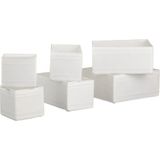 IKEA 6 Parça Saklama Kutusu 6'lı Set Çekmece Dolap Içi Düzenleme Kutusu Organizer Beyaz Renk Polyester