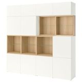 IKEA 69612088 Besta Kombinasyon Ağartılmış Meşe Görünümlü Beyaz Dolap